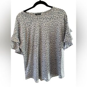 hemish U.S.A T-Shirt Womens Xl Blue Leopard Short Sleeve‎ Round Neck Casual